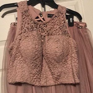 Blush beaded two piece dress (worn once)